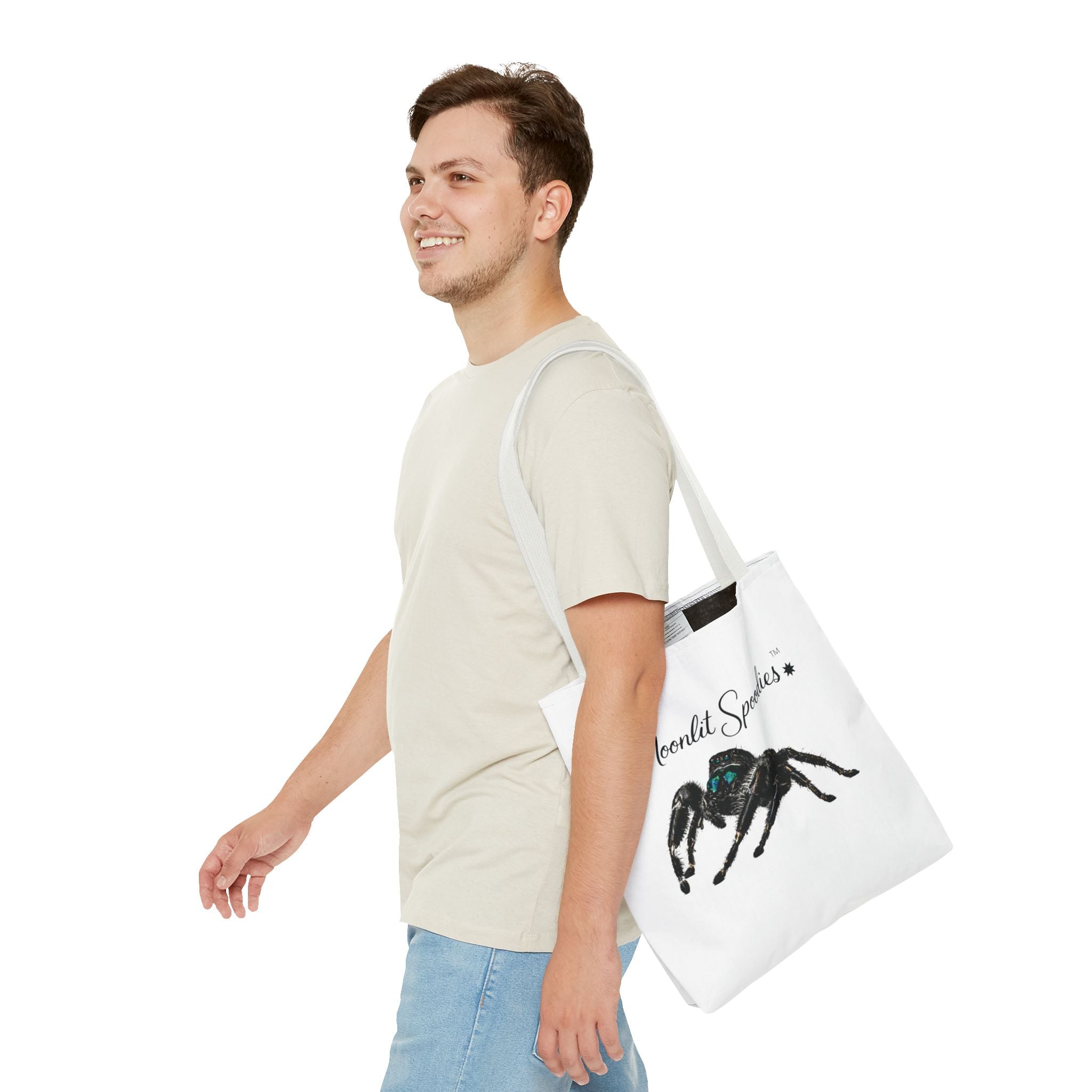 Moonlit Spoodies Tote Bag — Cute Jumping Spider Illustration
