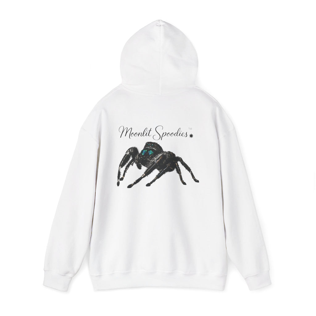 Spider Graphic Hoodie — 'Moonlit Spoodies' Cute Jumping Spider Design for Nature & Halloween Fans
