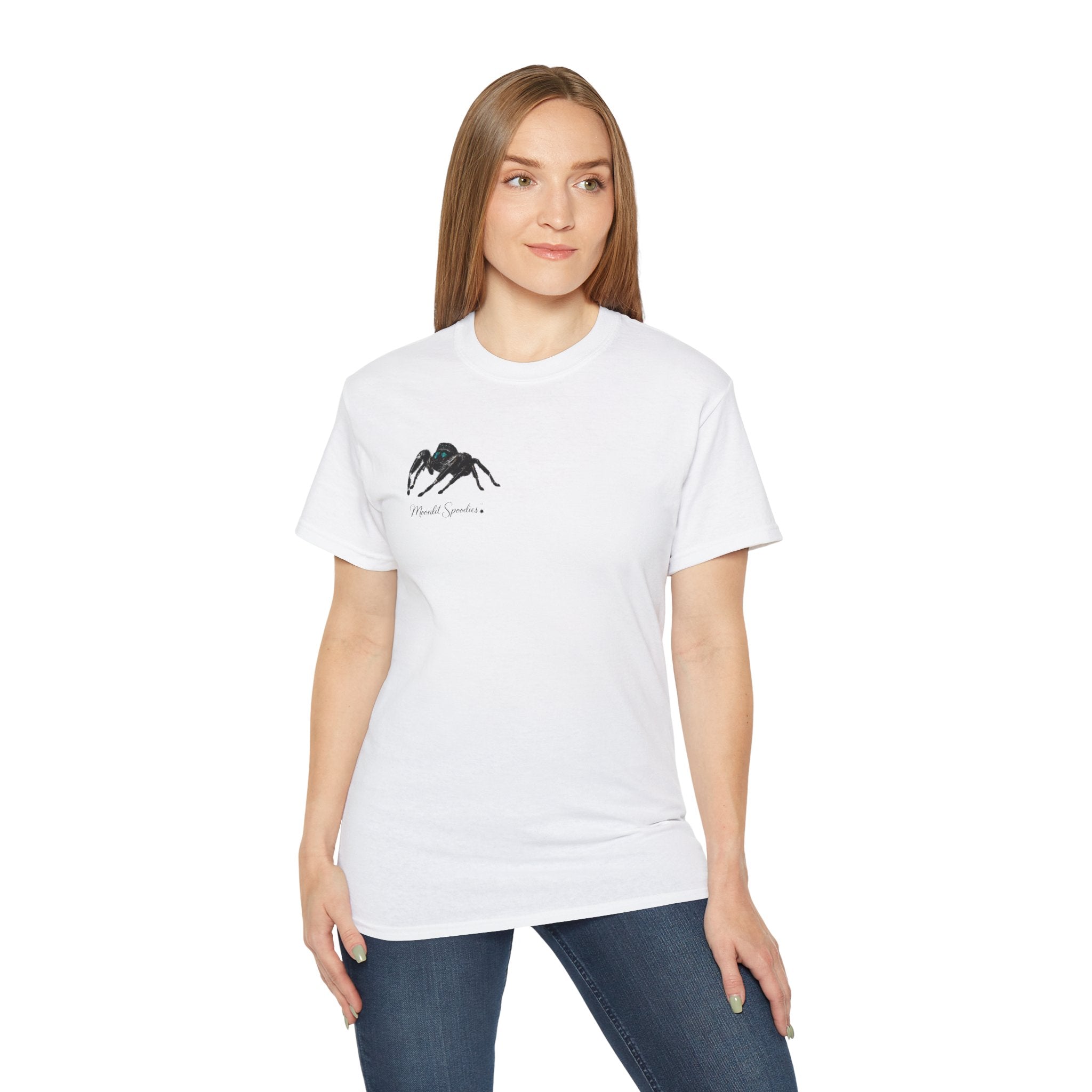 Spider Sketch Tee — Minimal Black Spider Graphic with 'Please Confirm' Text