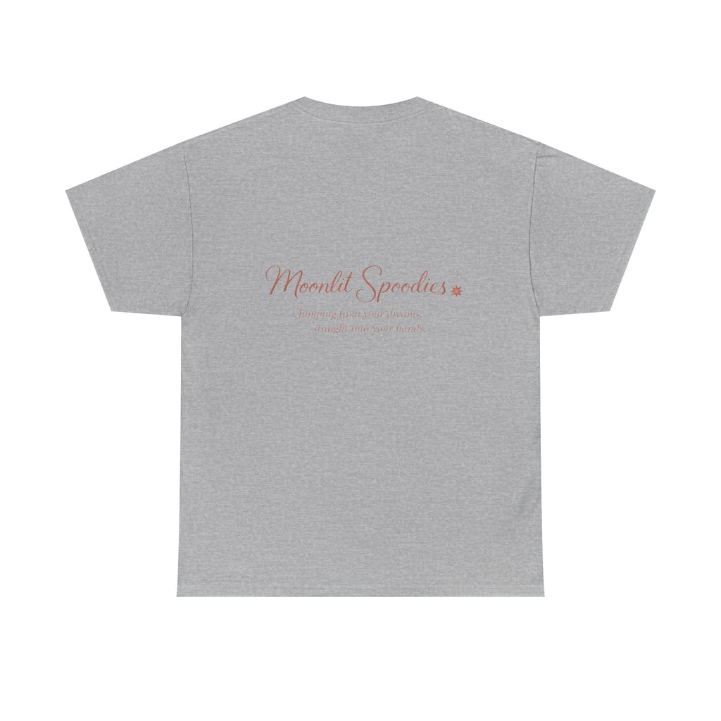 Moonlit Spoodies Tee — Minimal Sorsha Front Graphic with Logo & Slogan Back
