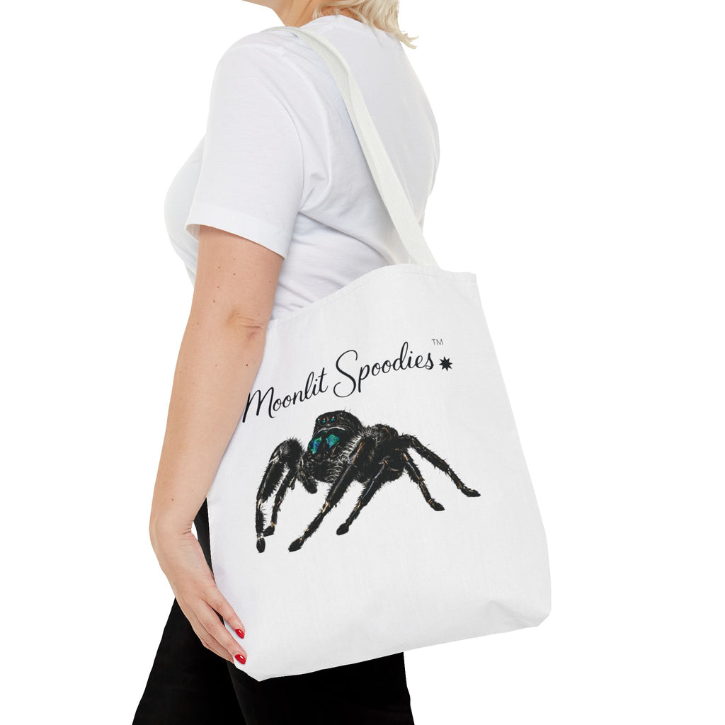 Moonlit Spoodies Tote Bag — Cute Jumping Spider Illustration