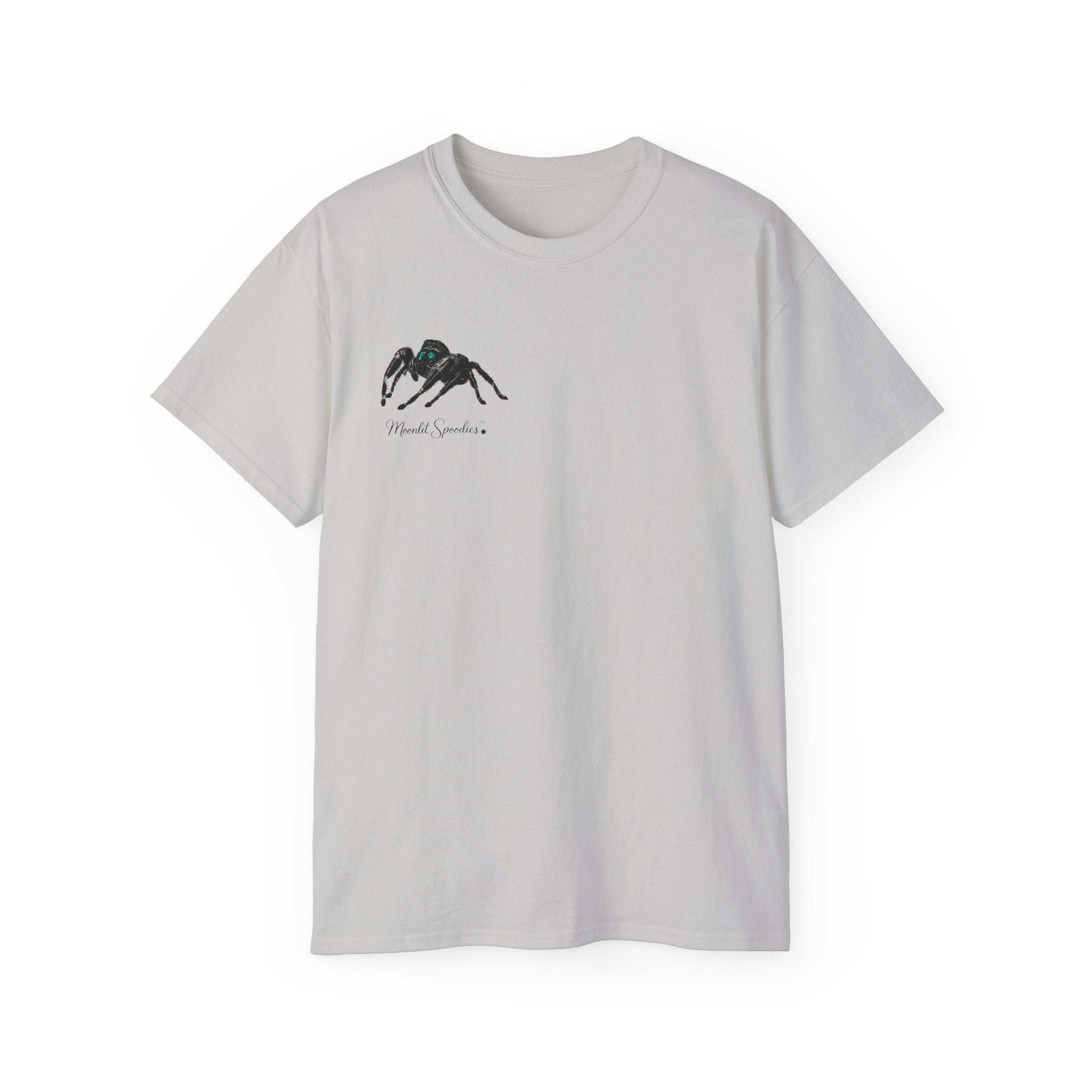 Spider Sketch Tee — Minimal Black Spider Graphic with 'Please Confirm' Text
