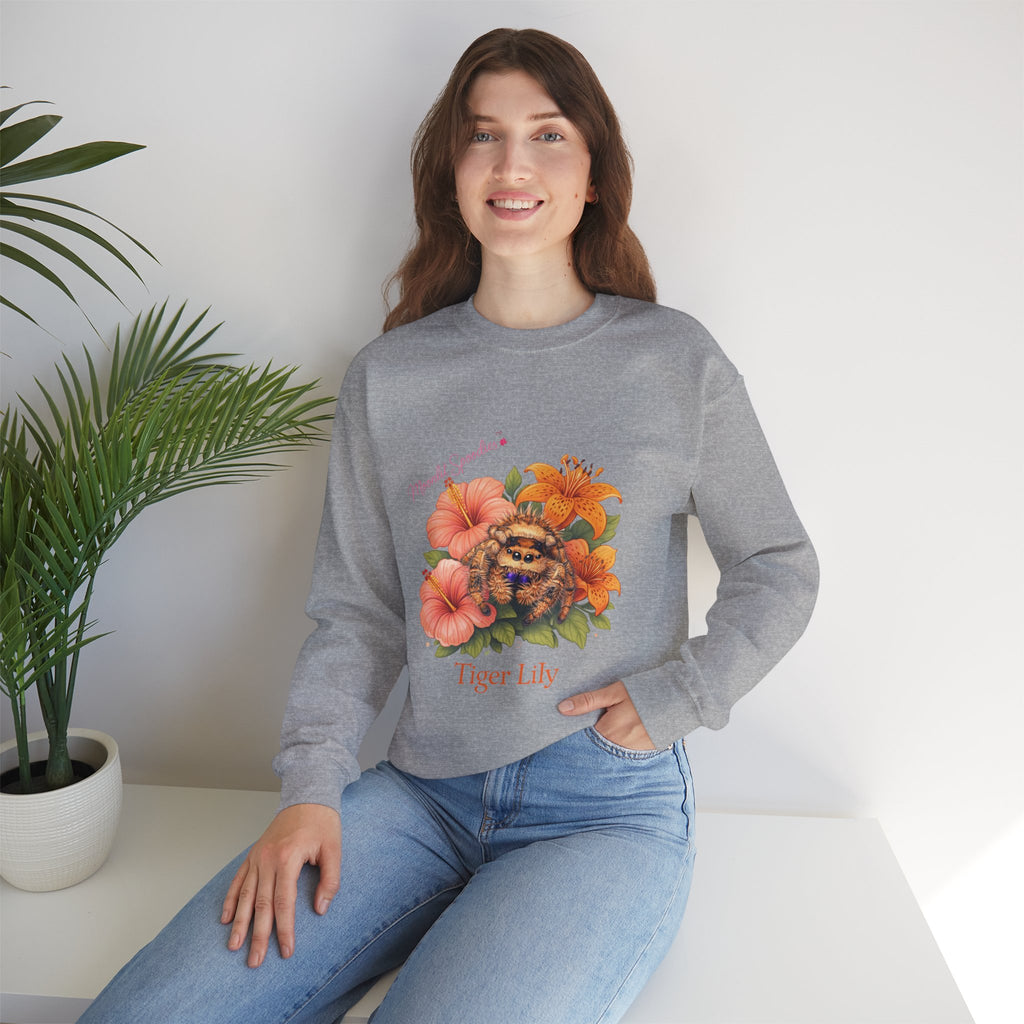 Tiger Lily Floral Sweatshirt — 'Tiger Lily' Vintage Flower & Tiger Sketch Crewneck