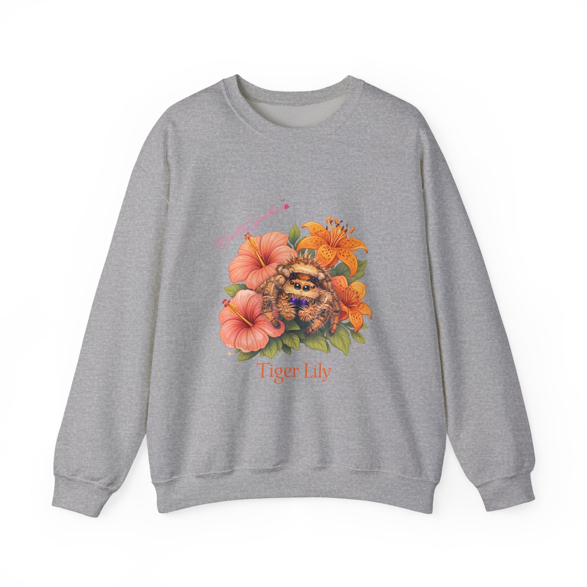 Tiger Lily Floral Sweatshirt — 'Tiger Lily' Vintage Flower & Tiger Sketch Crewneck
