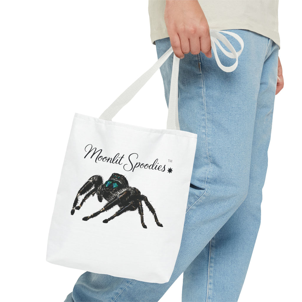 Moonlit Spoodies Tote Bag — Cute Jumping Spider Illustration