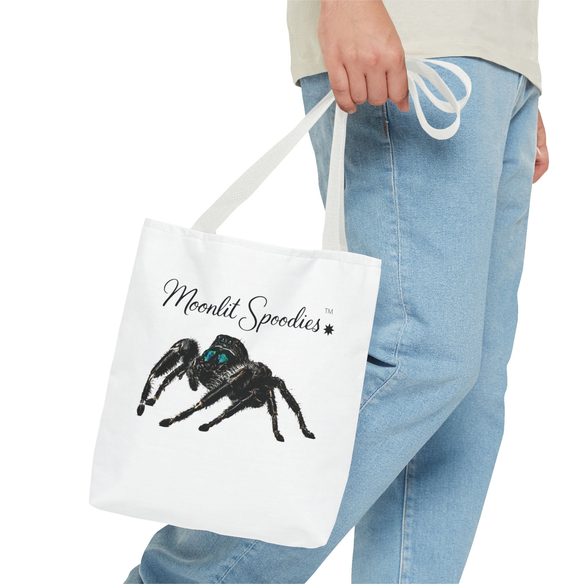 Moonlit Spoodies Tote Bag — Cute Jumping Spider Illustration
