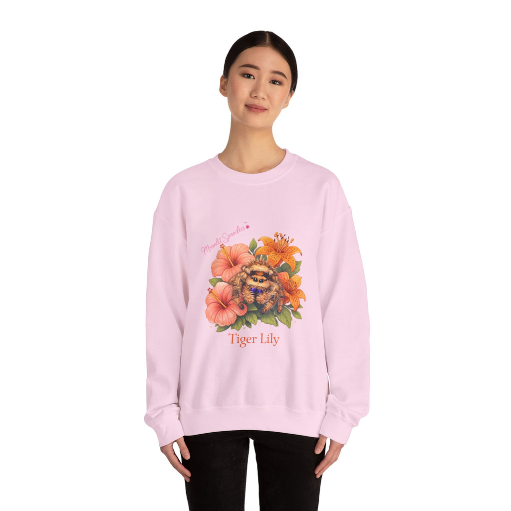 Tiger Lily Floral Sweatshirt — 'Tiger Lily' Vintage Flower & Tiger Sketch Crewneck
