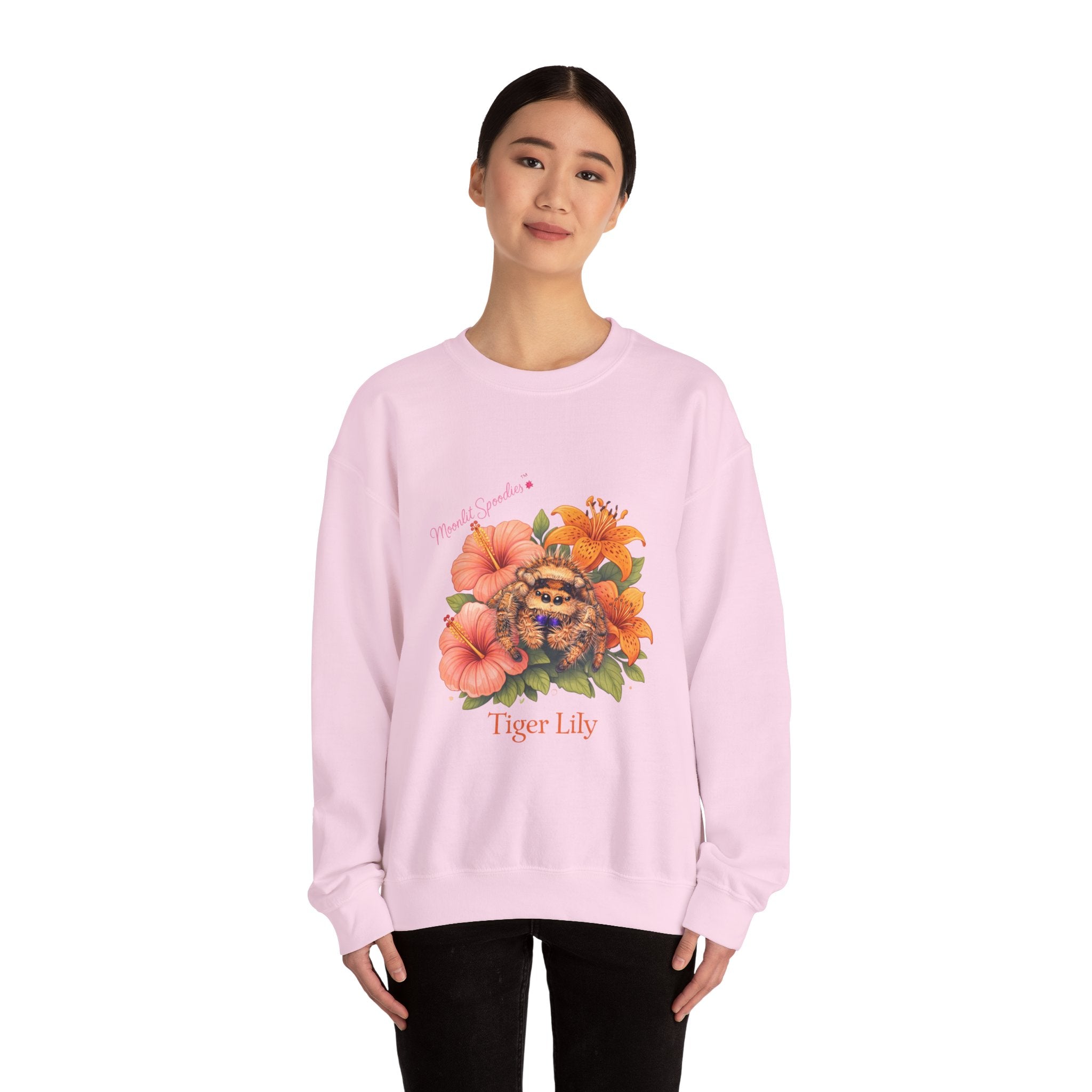 Tiger Lily Floral Sweatshirt — 'Tiger Lily' Vintage Flower & Tiger Sketch Crewneck