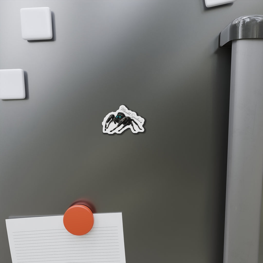 Jumping Spider Die-Cut Magnet — Cute Realistic Black Tarantula Fridge Magnet