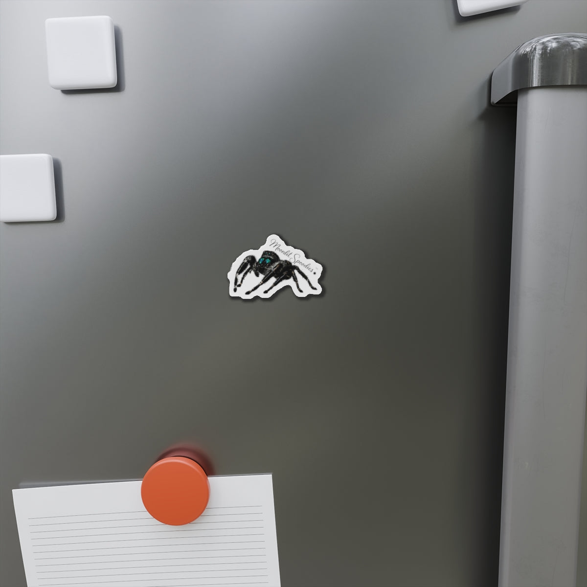 Jumping Spider Die-Cut Magnet — Cute Realistic Black Tarantula Fridge Magnet