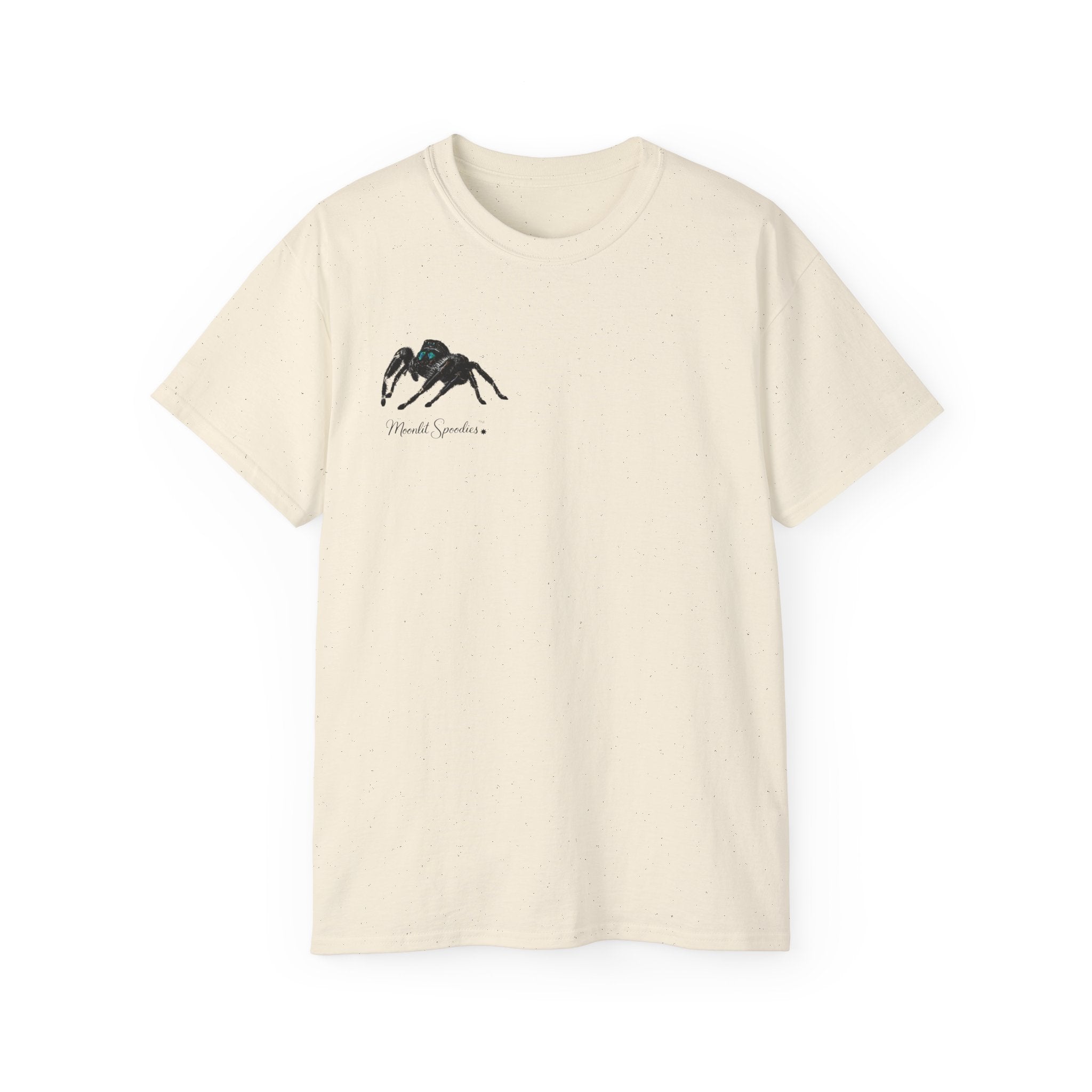 Spider Sketch Tee — Minimal Black Spider Graphic with 'Please Confirm' Text