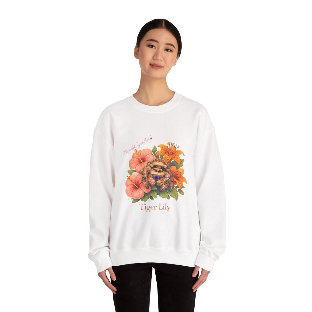 Tiger Lily Floral Sweatshirt — 'Tiger Lily' Vintage Flower & Tiger Sketch Crewneck