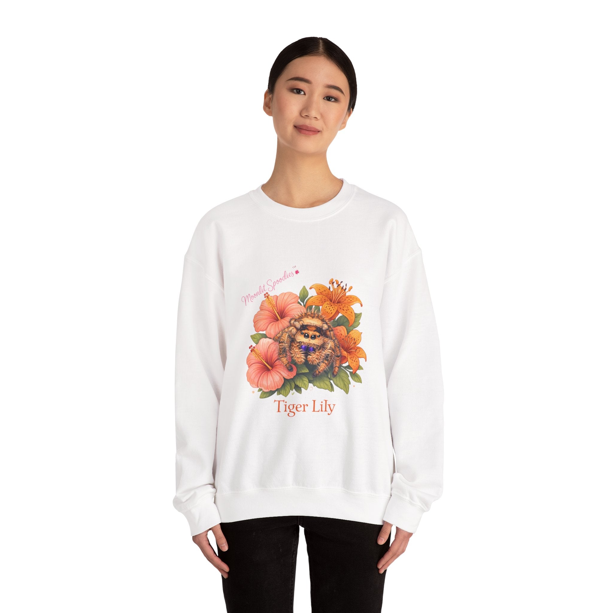 Tiger Lily Floral Sweatshirt — 'Tiger Lily' Vintage Flower & Tiger Sketch Crewneck