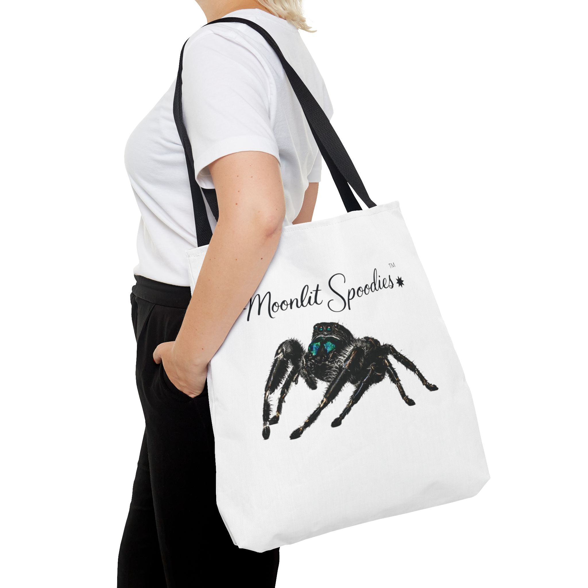 Moonlit Spoodies Tote Bag — Cute Jumping Spider Illustration
