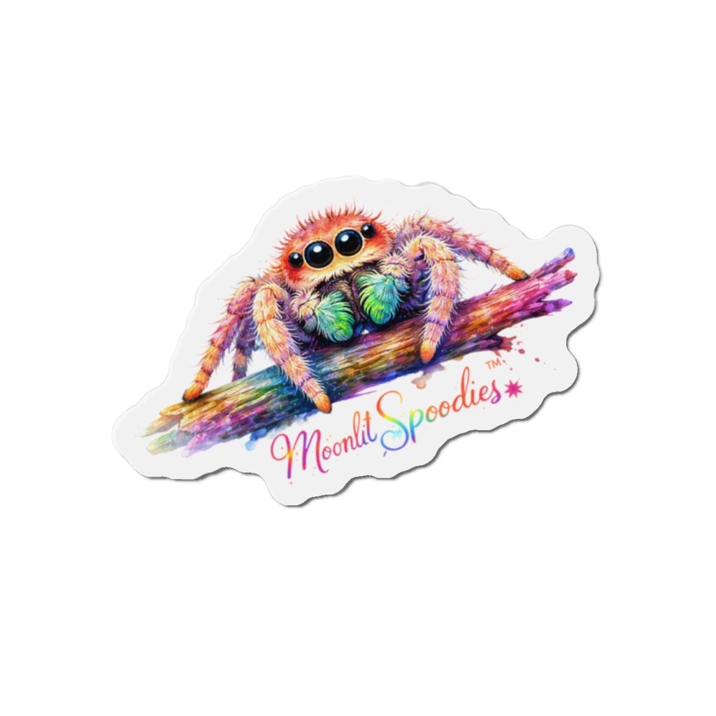 Colorful Jumping Spider Die-Cut Magnet – “Moonlit Spoodies”