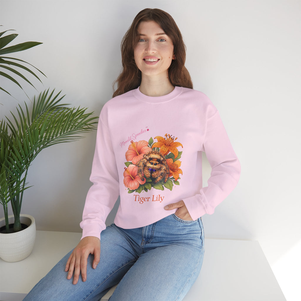Tiger Lily Floral Sweatshirt — 'Tiger Lily' Vintage Flower & Tiger Sketch Crewneck