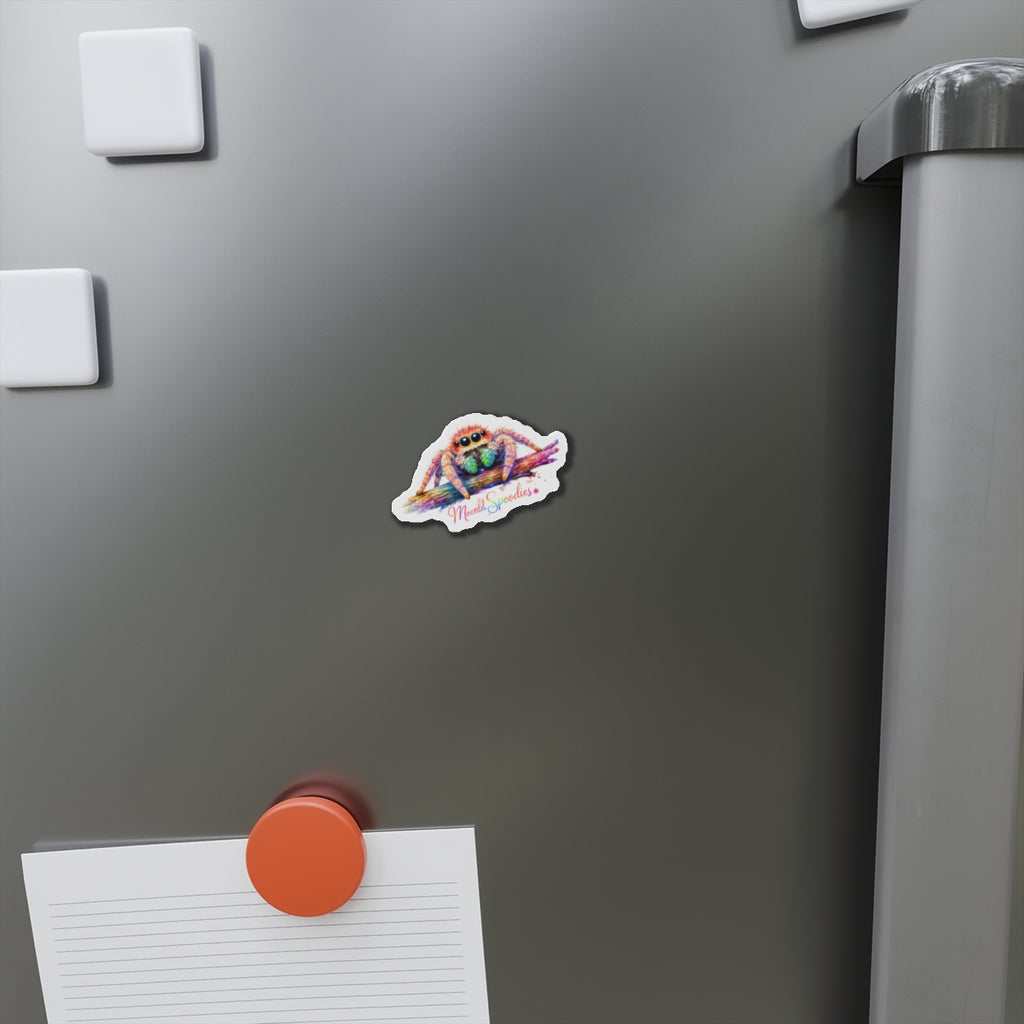Colorful Jumping Spider Die-Cut Magnet – “Moonlit Spoodies”