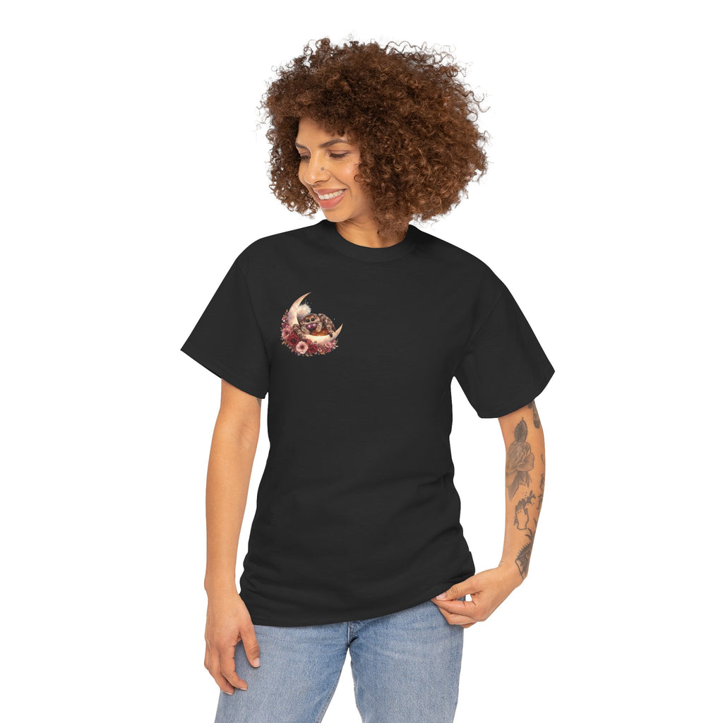 Moonlit Spoodies Tee — Minimal Sorsha Front Graphic with Logo & Slogan Back