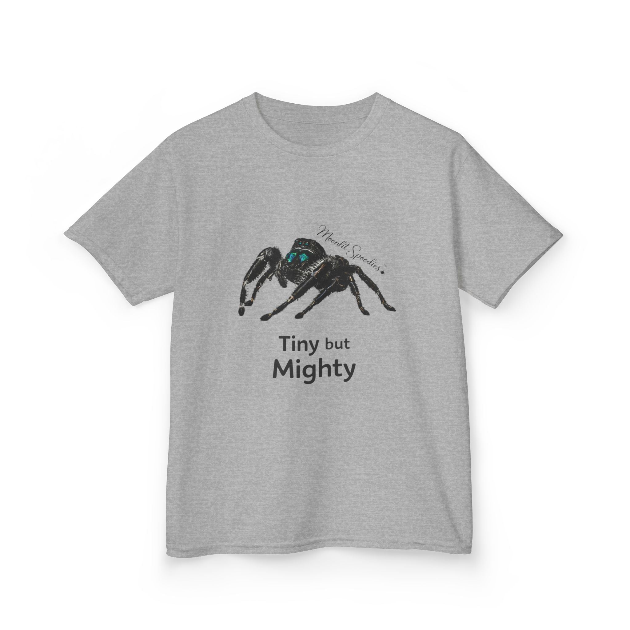 Kids T-Shirt — 'Tiny but Mighty' Jumping Spider Graphic