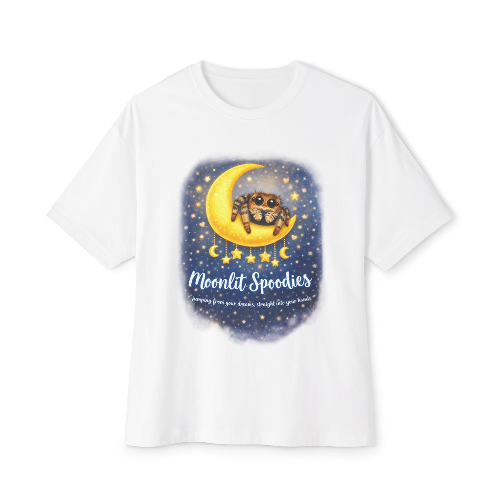 Moonlit Spoodies Tee — Cute Spider on Crescent Moon Graphic Shirt