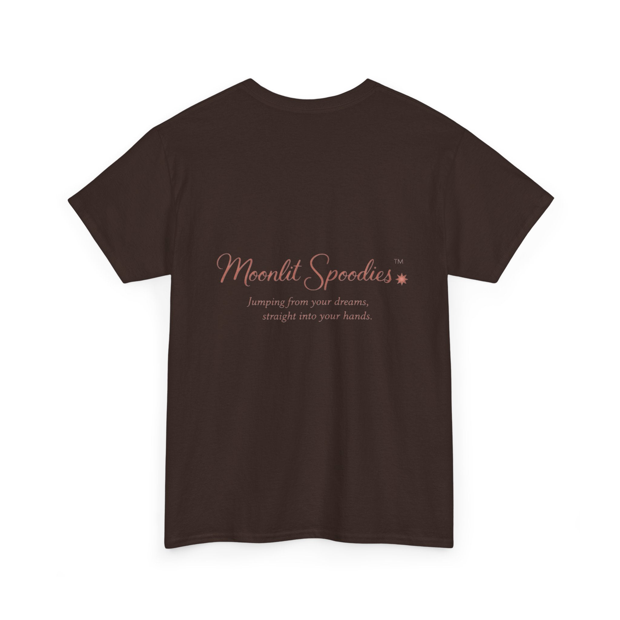 Moonlit Spoodies Tee — Minimal Sorsha Front Graphic with Logo & Slogan Back
