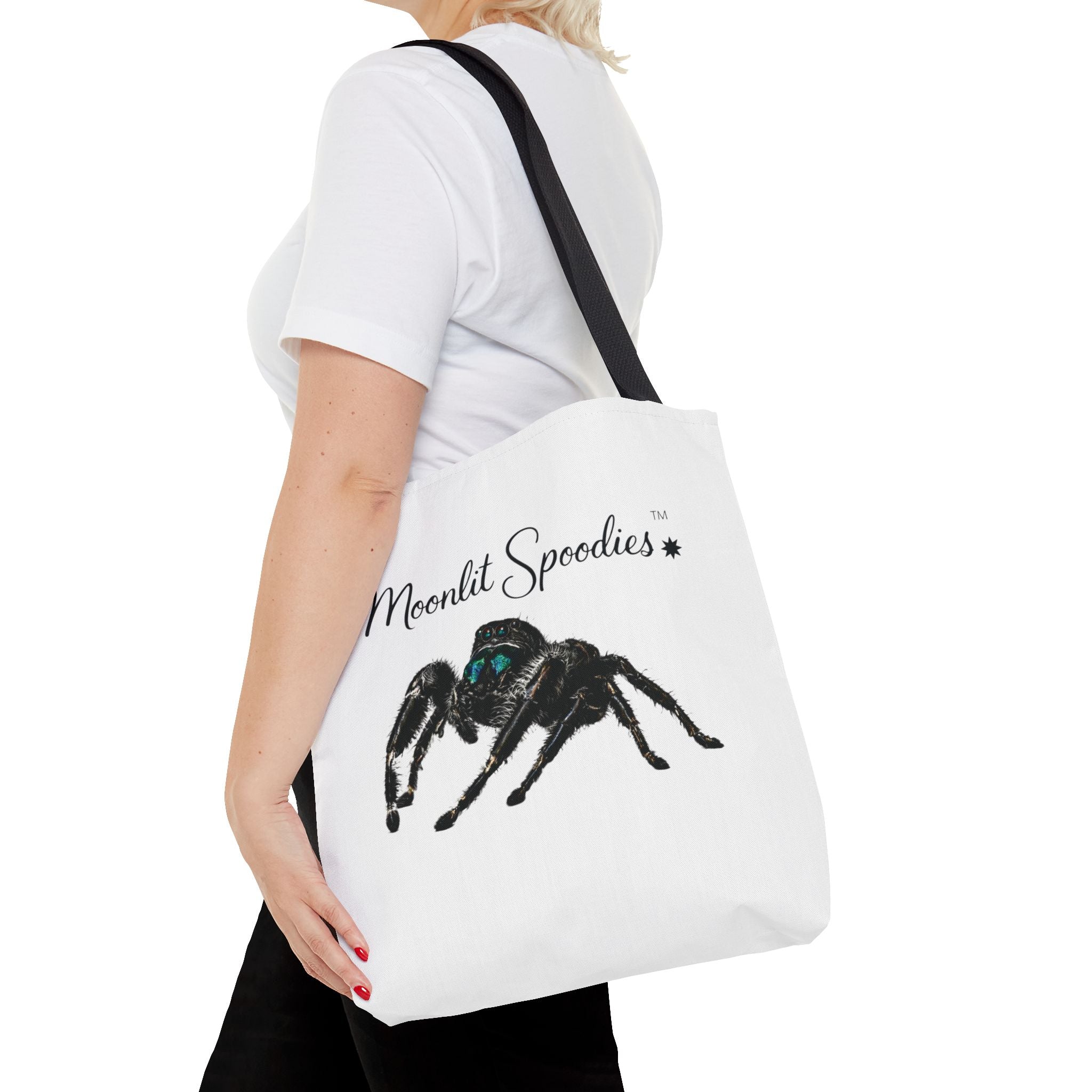 Moonlit Spoodies Tote Bag — Cute Jumping Spider Illustration
