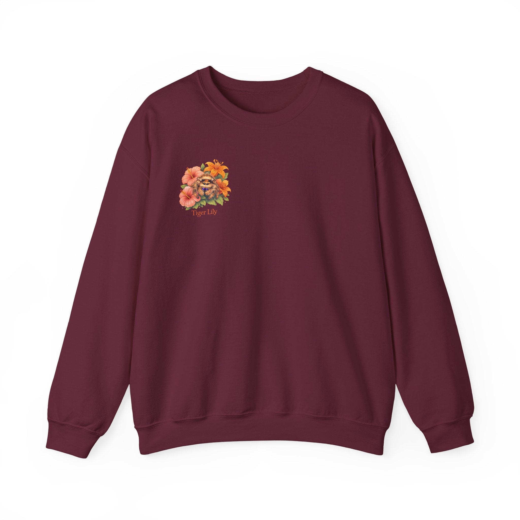 Minimalistic Tiger Lily Floral Sweatshirt — 'Tiger Lily' Vintage Flower & Tiger Sketch Crewneck