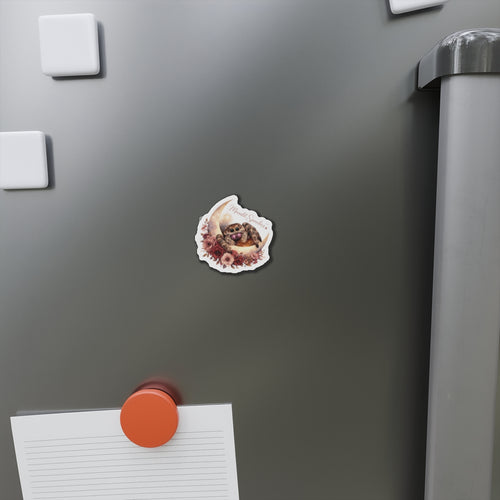 Cute Sorsha Jumping Spider on Crescent Moon Floral Die-Cut Magnet