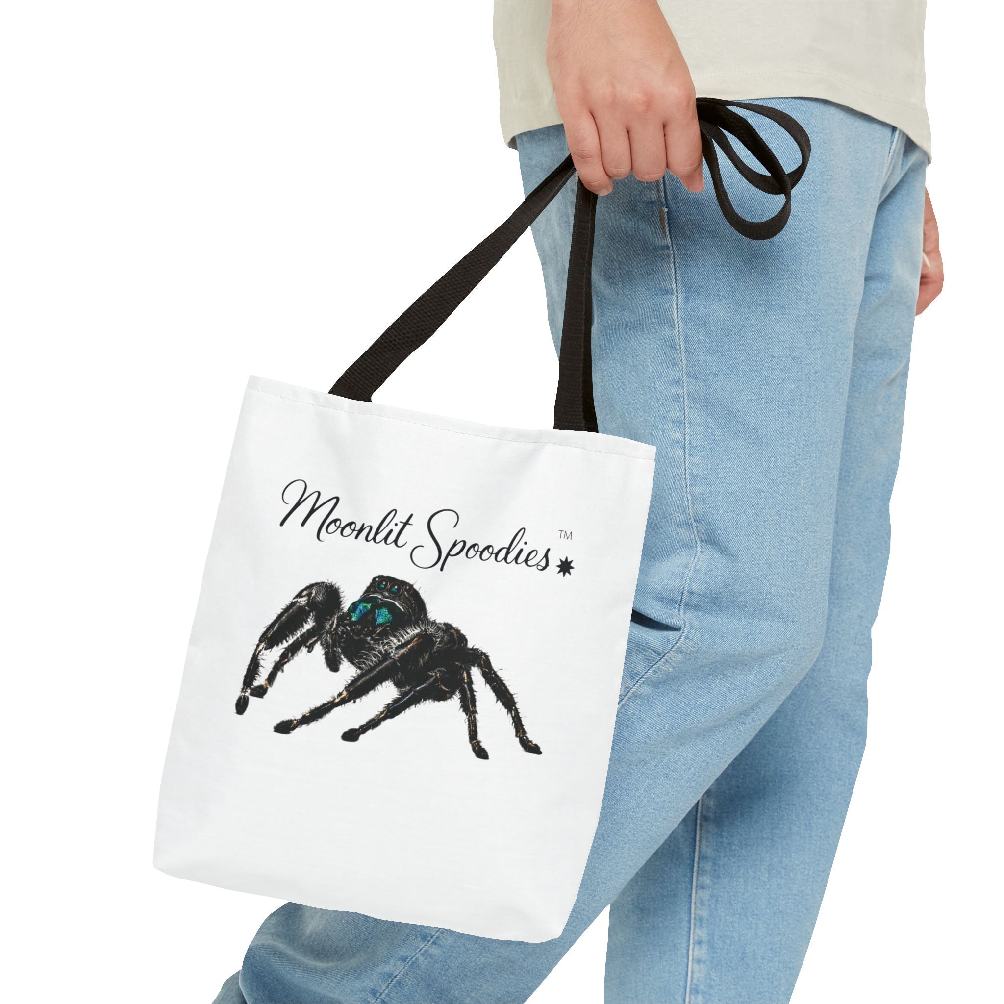 Moonlit Spoodies Tote Bag — Cute Jumping Spider Illustration
