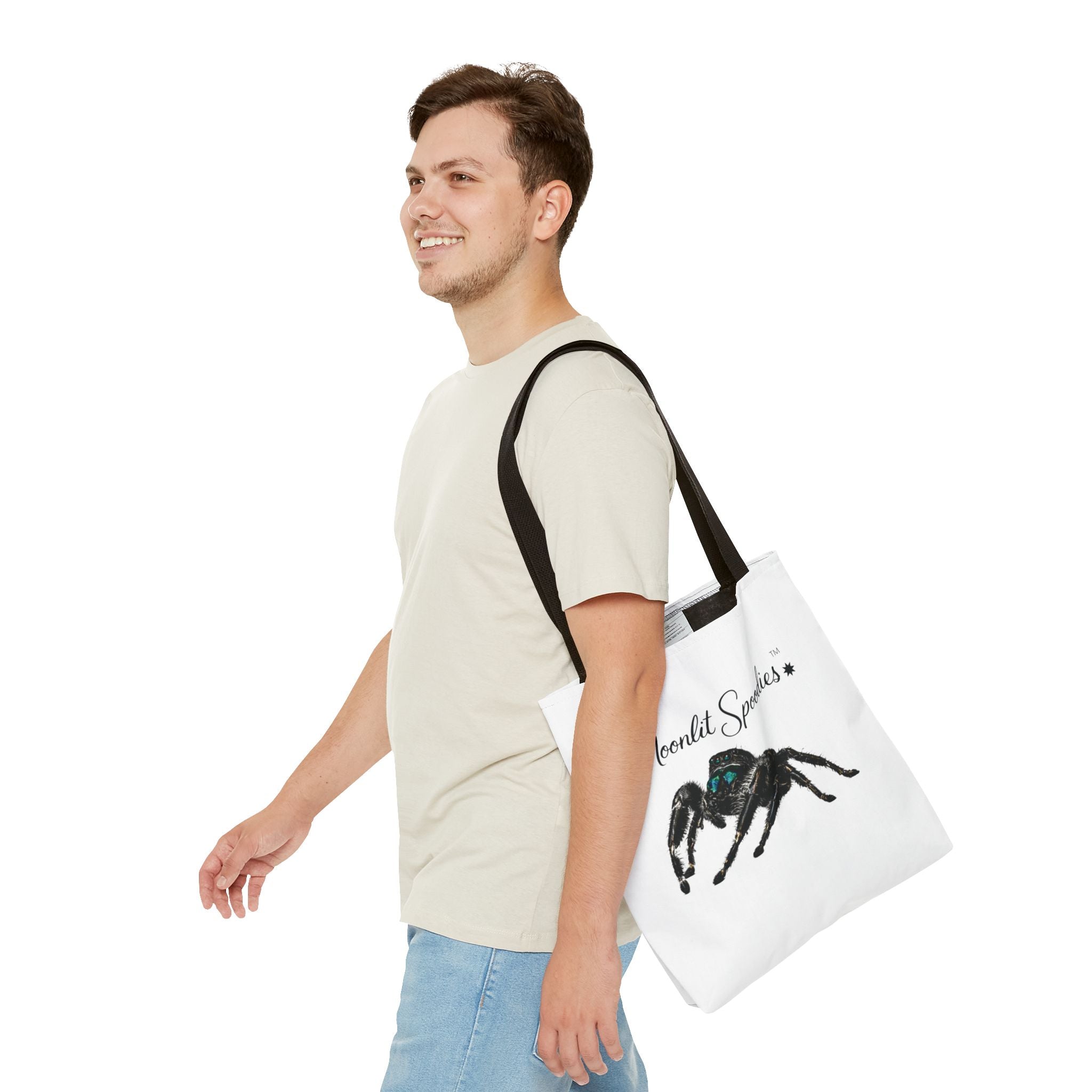 Moonlit Spoodies Tote Bag — Cute Jumping Spider Illustration