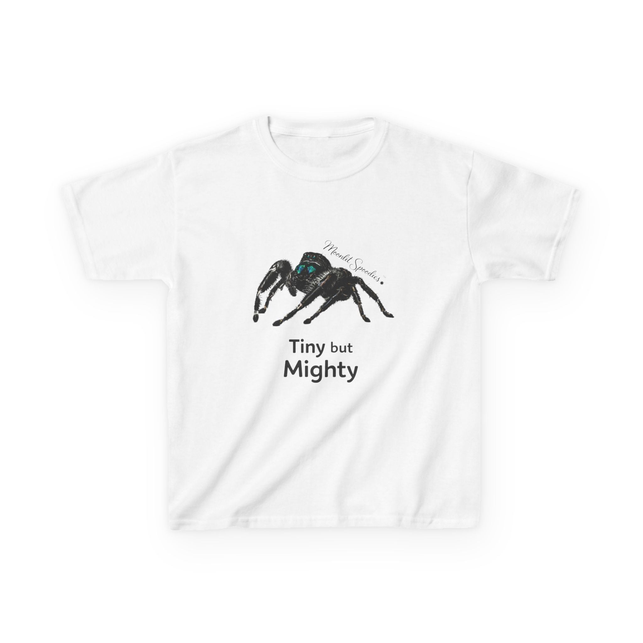 Kids T-Shirt — 'Tiny but Mighty' Jumping Spider Graphic