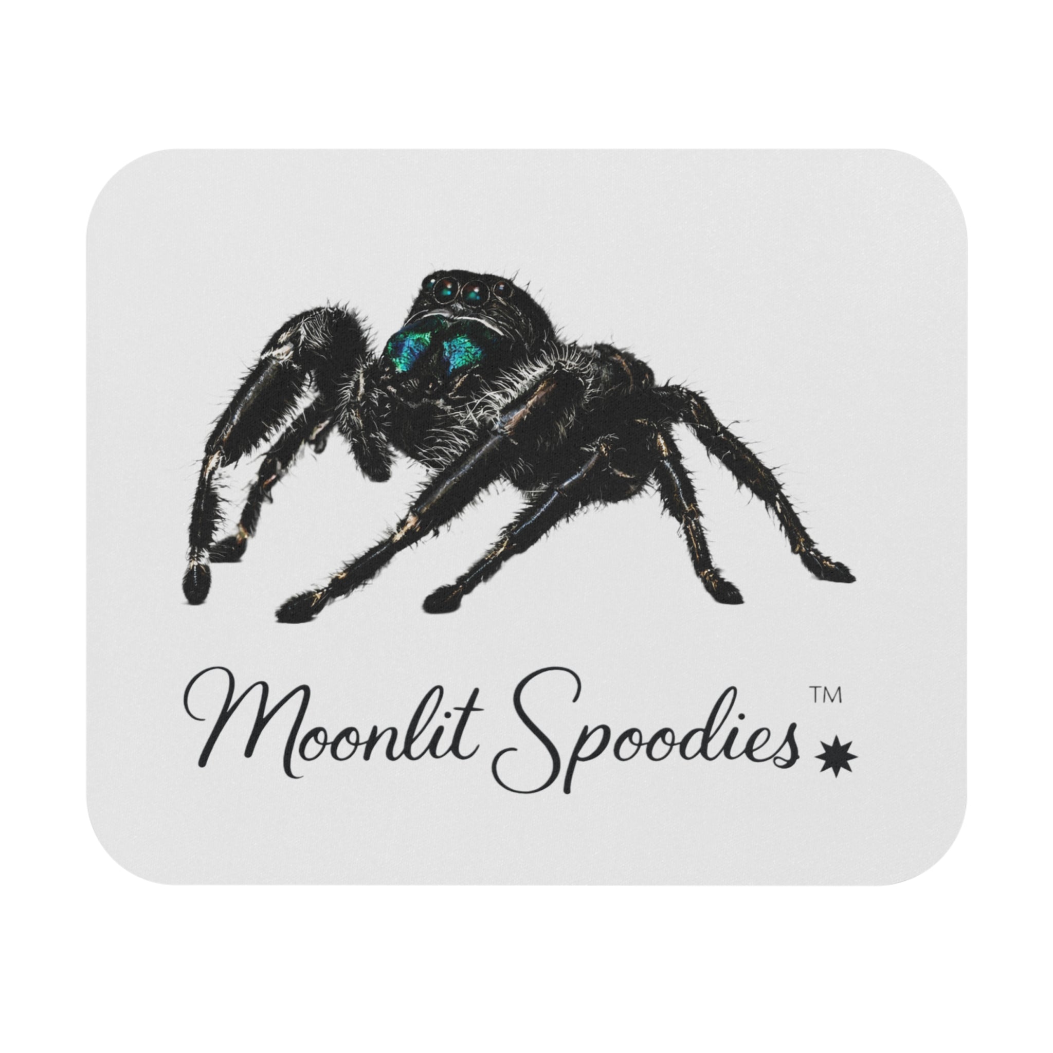 Spider Logo Mouse Pad — 'Moonlit Spoodies' Desk Mat for Gamers & Arachnid Lovers