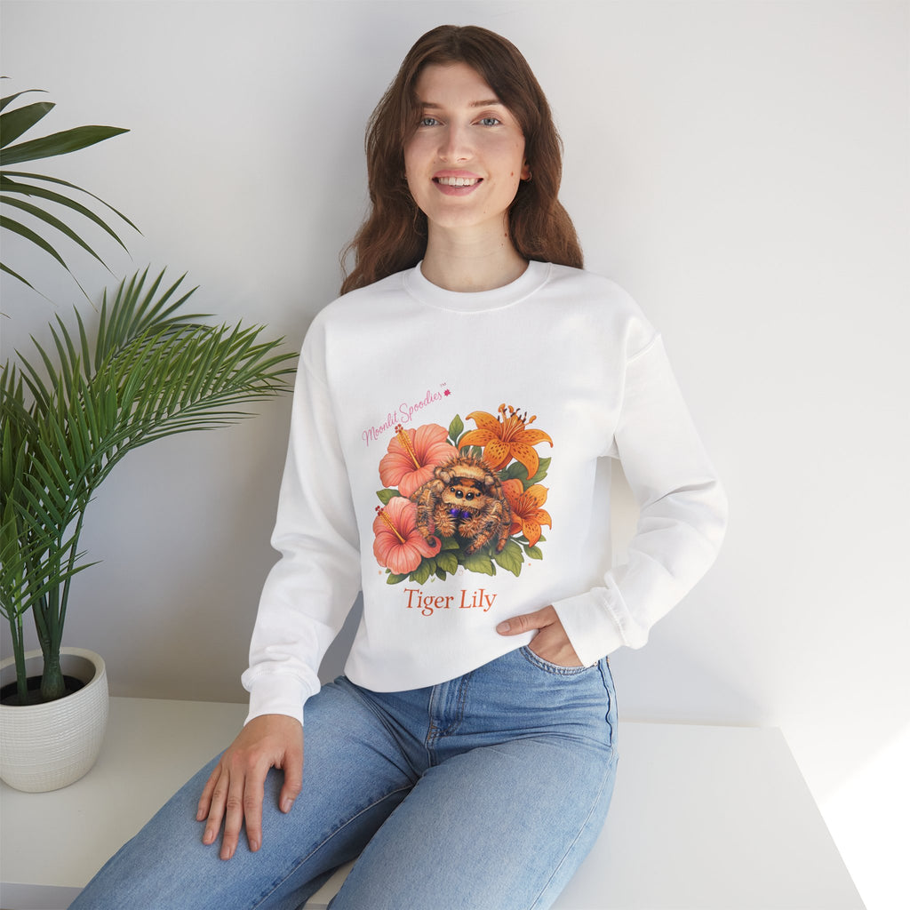 Tiger Lily Floral Sweatshirt — 'Tiger Lily' Vintage Flower & Tiger Sketch Crewneck