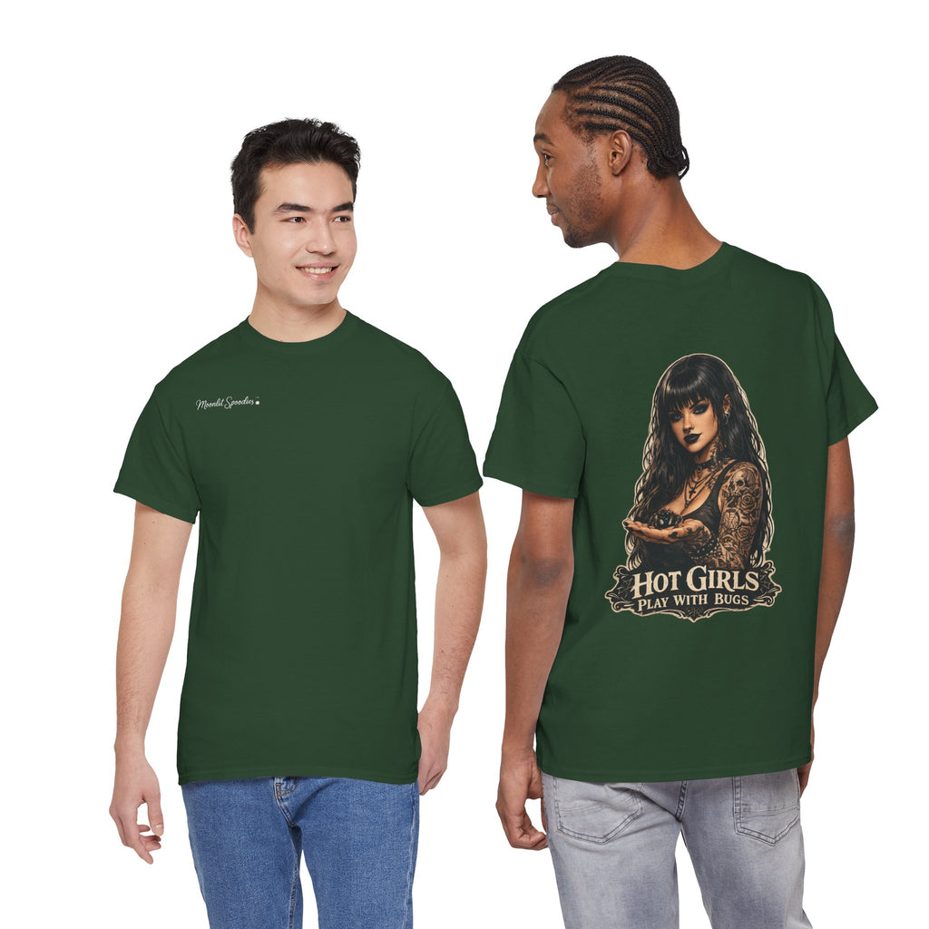T-Shirt — "Hot Girls Play With Bugs" Goth Pinup Graphic Tee