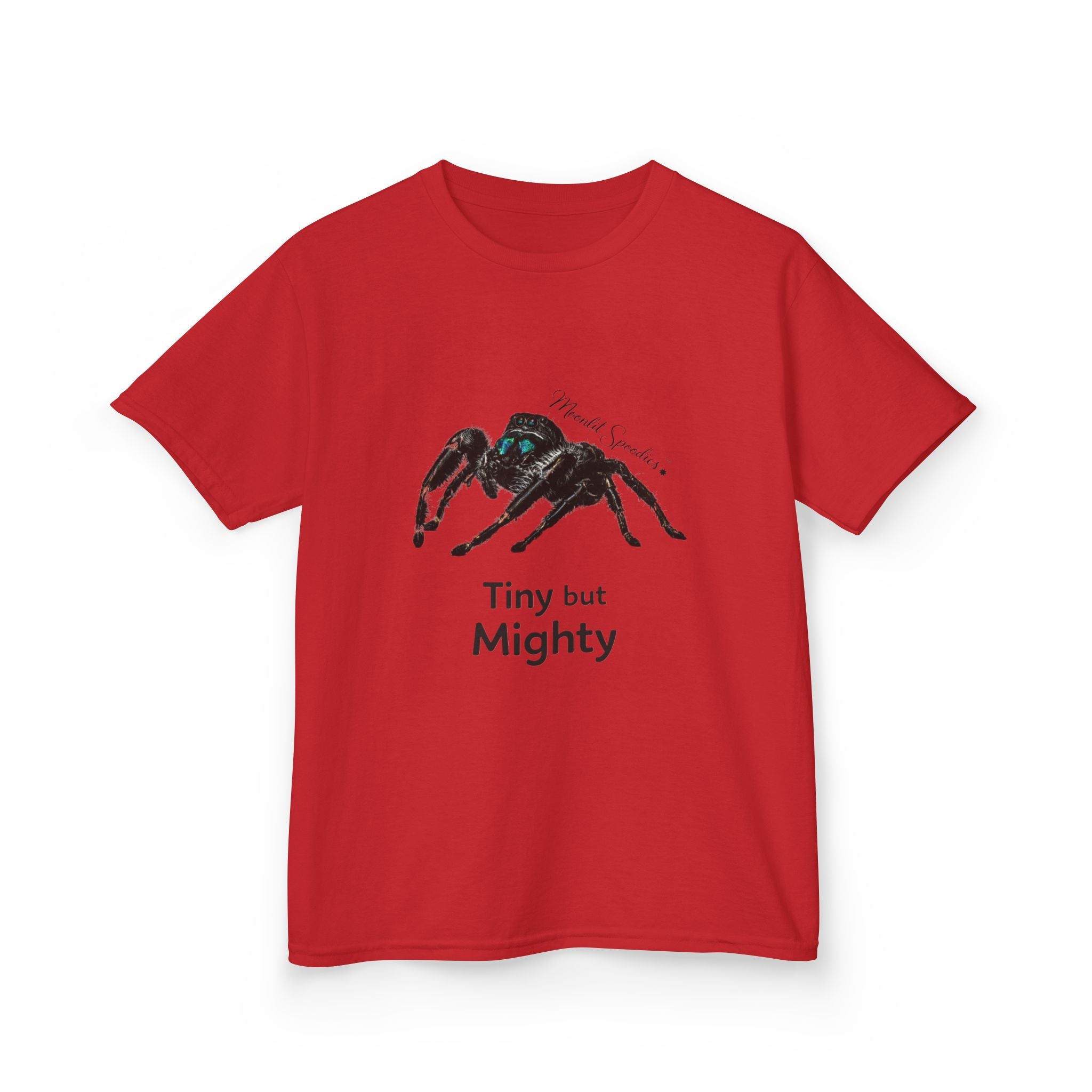Kids T-Shirt — 'Tiny but Mighty' Jumping Spider Graphic