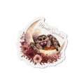 Cute Sorsha Jumping Spider on Crescent Moon Floral Die-Cut Magnet