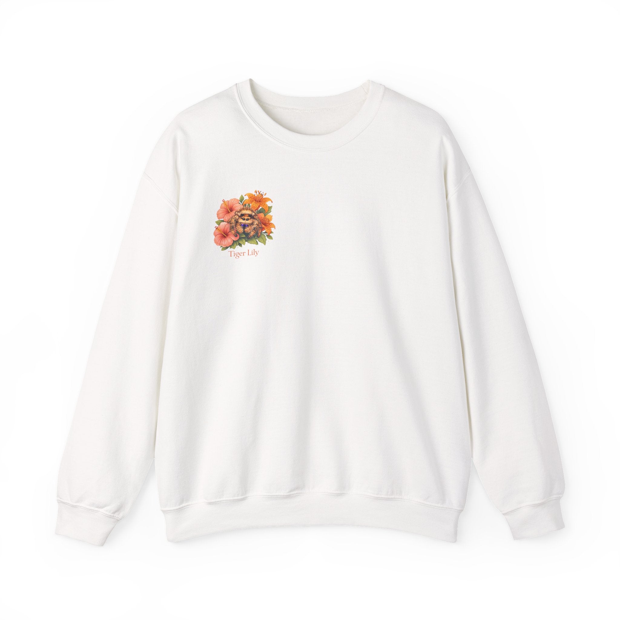 Minimalistic Tiger Lily Floral Sweatshirt — 'Tiger Lily' Vintage Flower & Tiger Sketch Crewneck