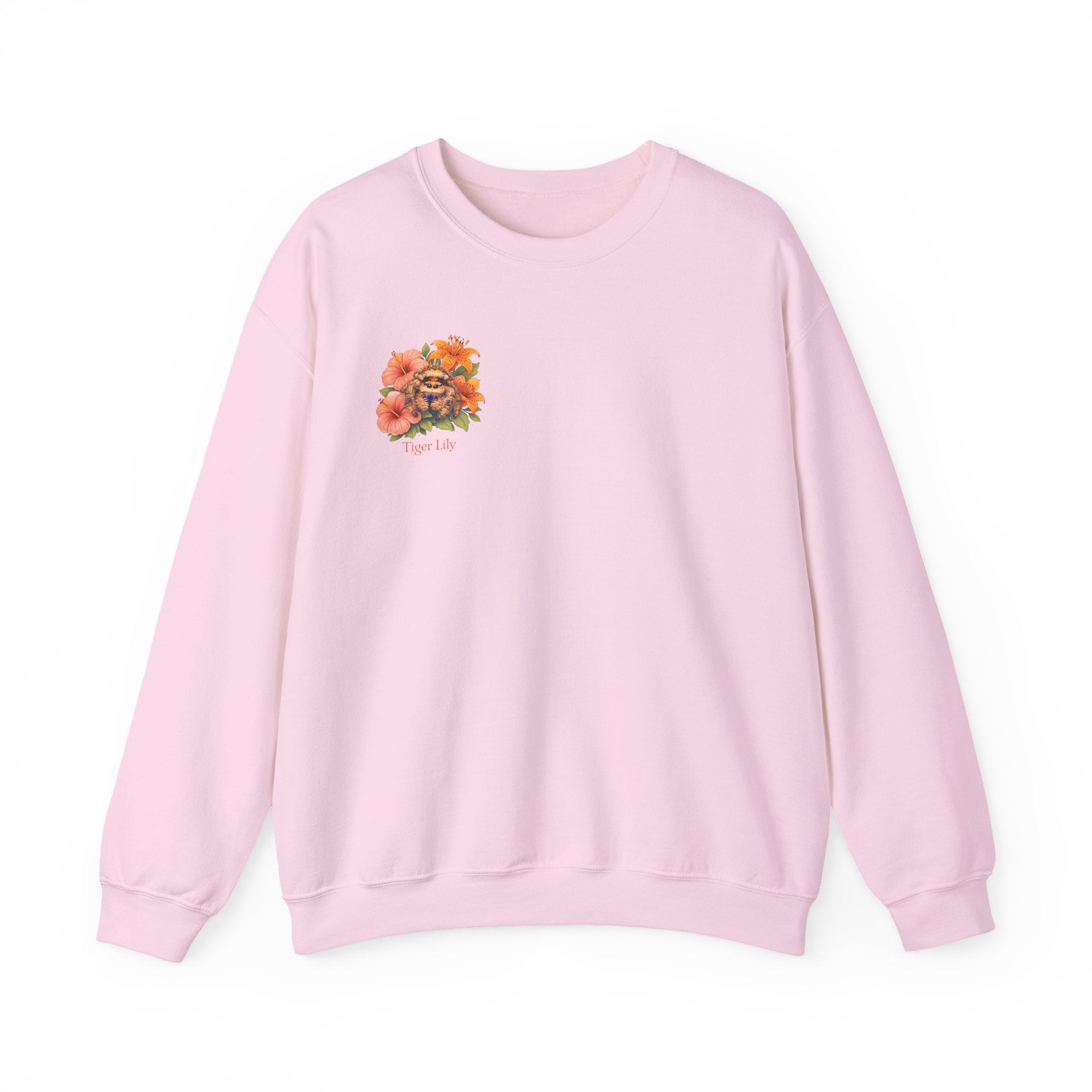 Minimalistic Tiger Lily Floral Sweatshirt — 'Tiger Lily' Vintage Flower & Tiger Sketch Crewneck