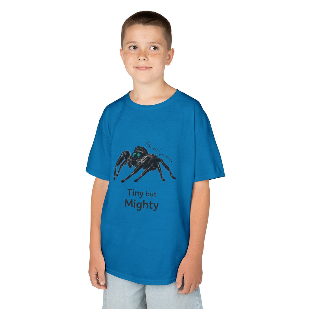 Kids T-Shirt — 'Tiny but Mighty' Jumping Spider Graphic