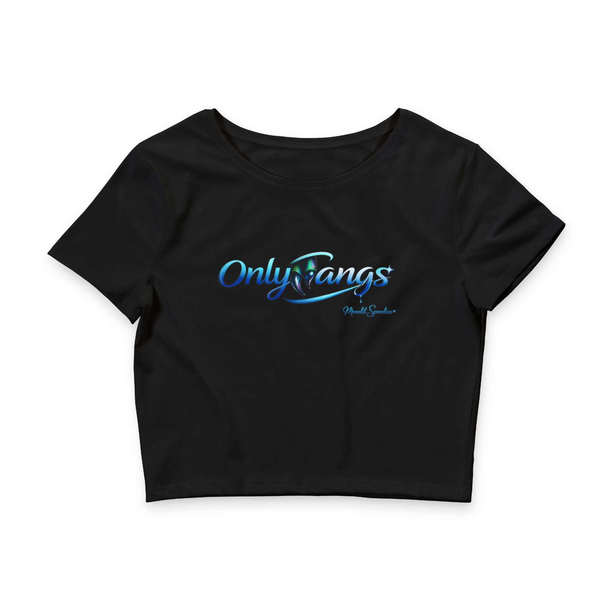 Only Fangs Women’s Crop Tee — Spoof Graphic Crop Top