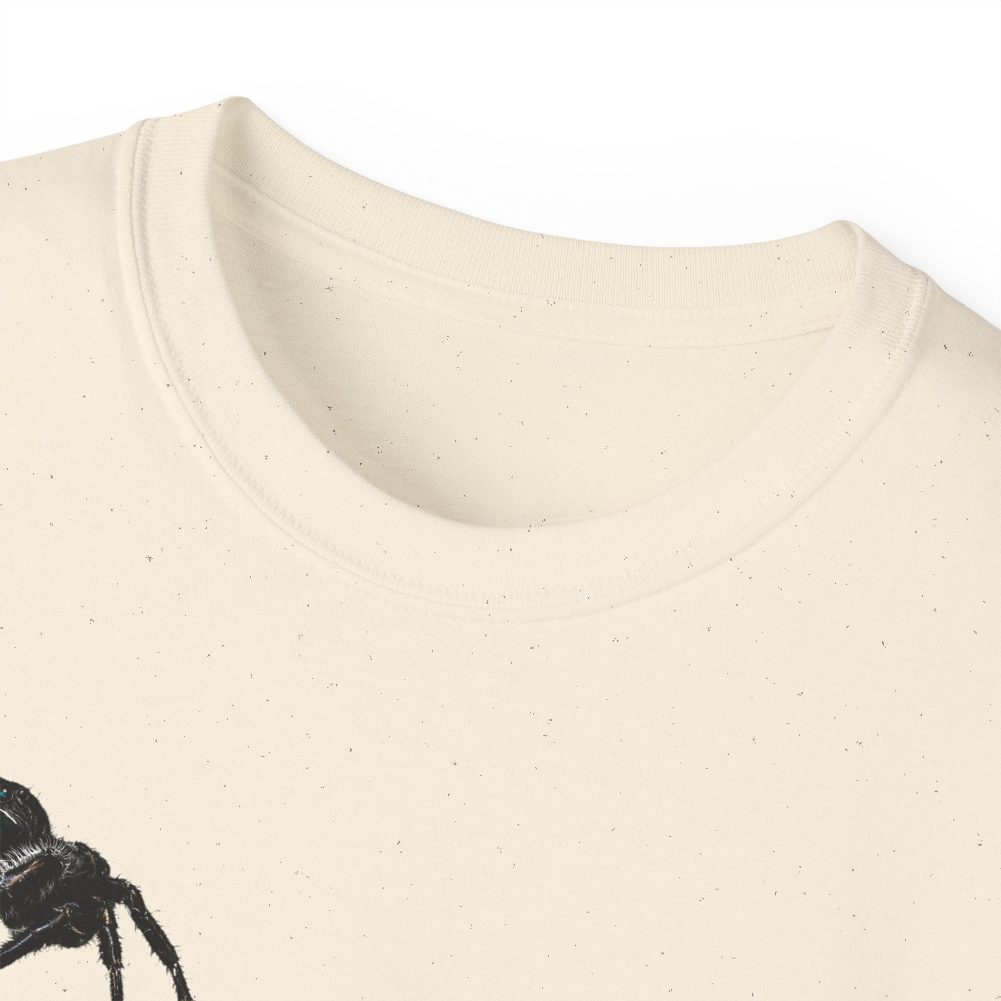 Spider Sketch Tee — Minimal Black Spider Graphic with 'Please Confirm' Text