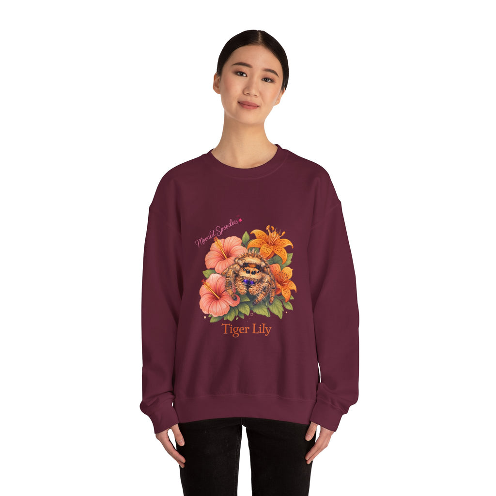Tiger Lily Floral Sweatshirt — 'Tiger Lily' Vintage Flower & Tiger Sketch Crewneck