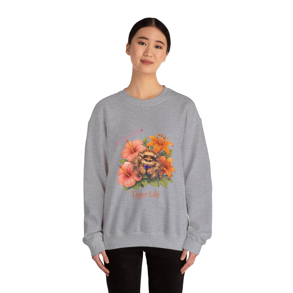 Tiger Lily Floral Sweatshirt — 'Tiger Lily' Vintage Flower & Tiger Sketch Crewneck