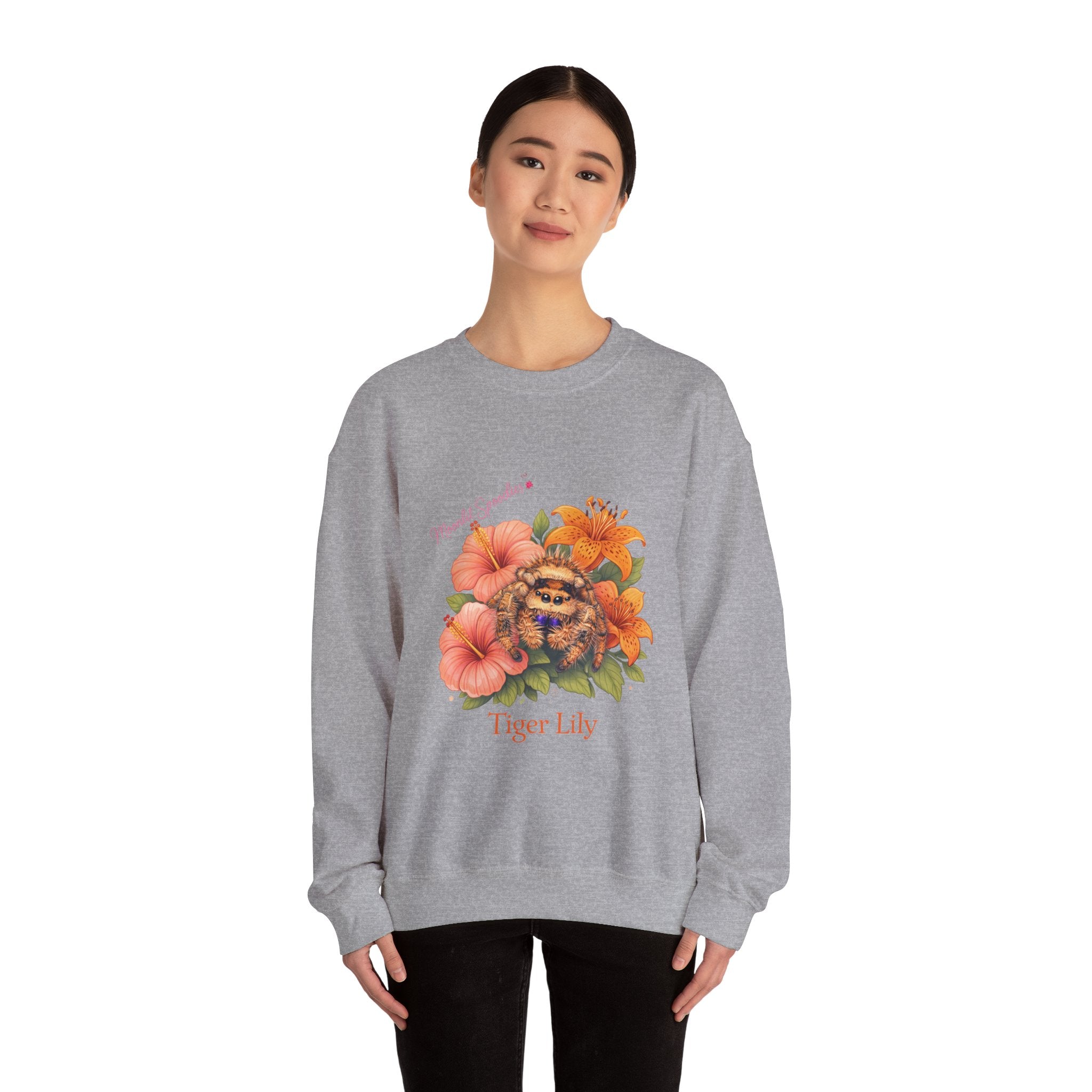 Tiger Lily Floral Sweatshirt — 'Tiger Lily' Vintage Flower & Tiger Sketch Crewneck
