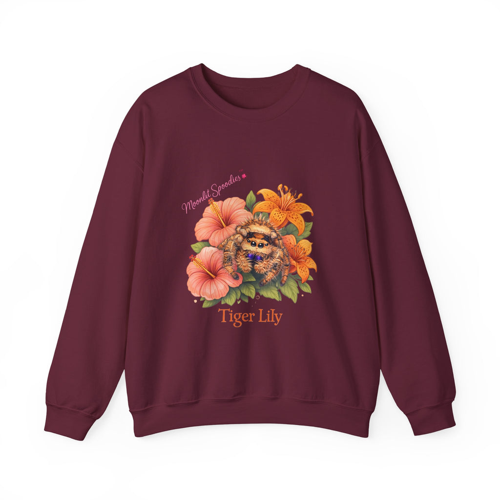 Tiger Lily Floral Sweatshirt — 'Tiger Lily' Vintage Flower & Tiger Sketch Crewneck